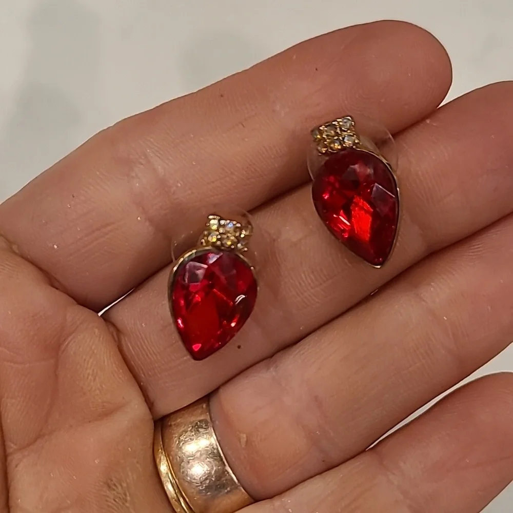 Gorgeous Betsey Johnson Red Earrings with Cubics